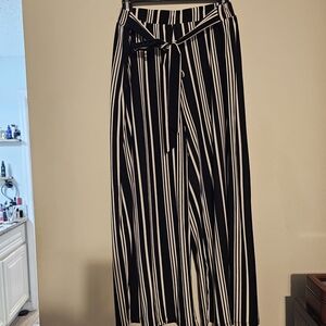 Bobbie Brooks Black and White Striped Wide-Leg Pants